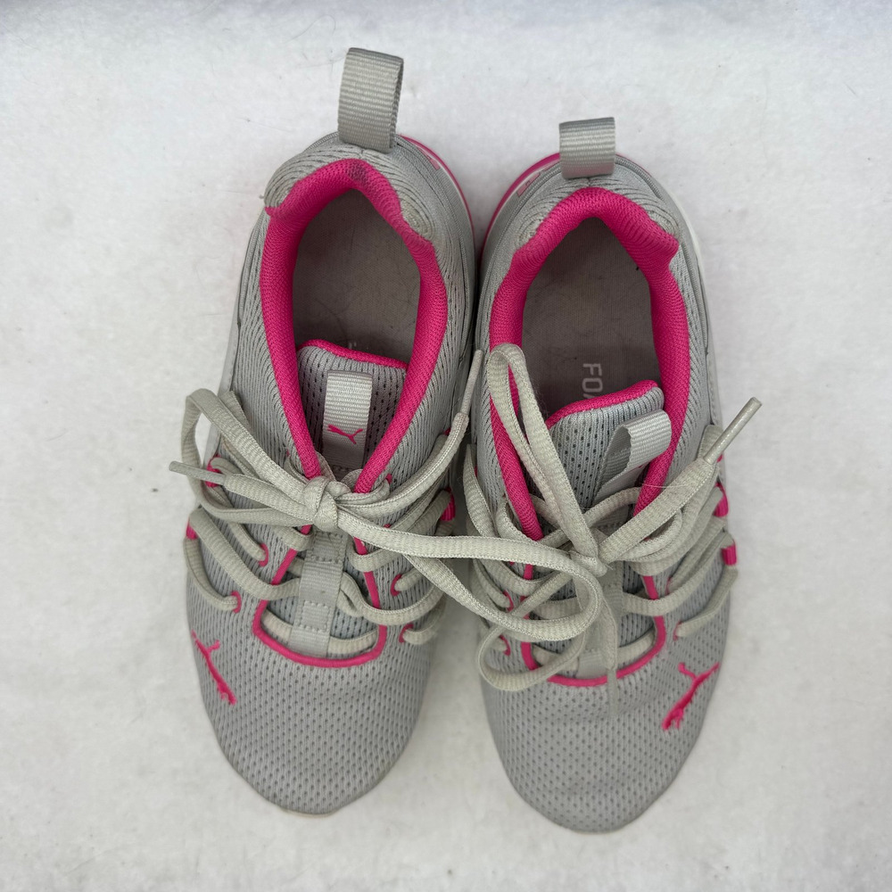 PUMA Kids Gently Worn Pink‎ Gray Athletic Shoes Sz 3C - Picture 4 of 6